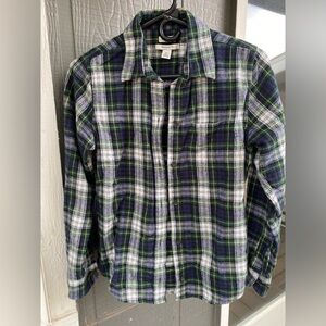 L.L. Bean Flannel Shirt Blue and Green